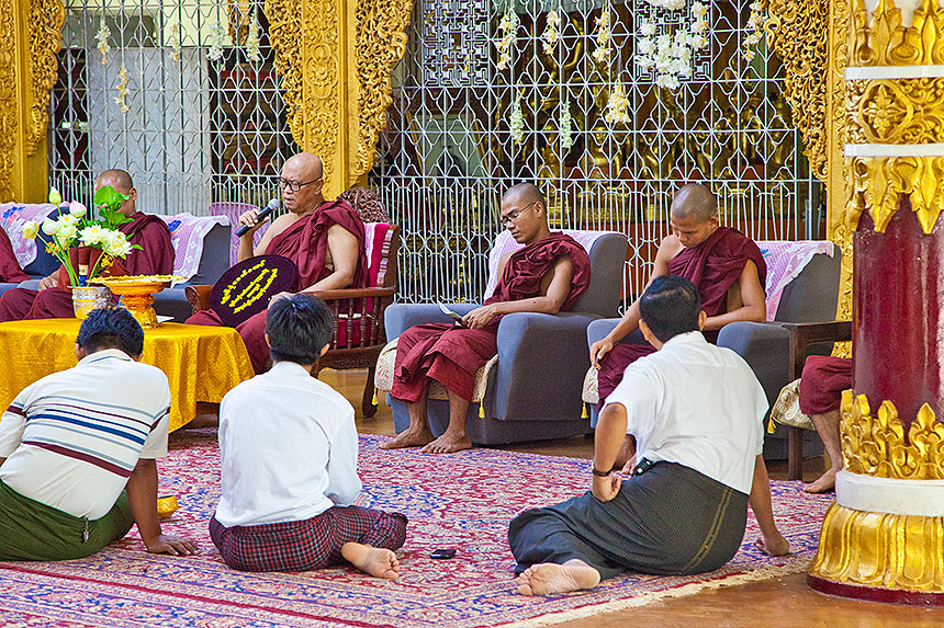 monks on stage