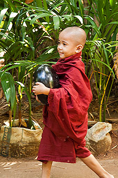 very young novice with bowl