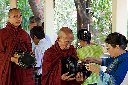 Monks being served