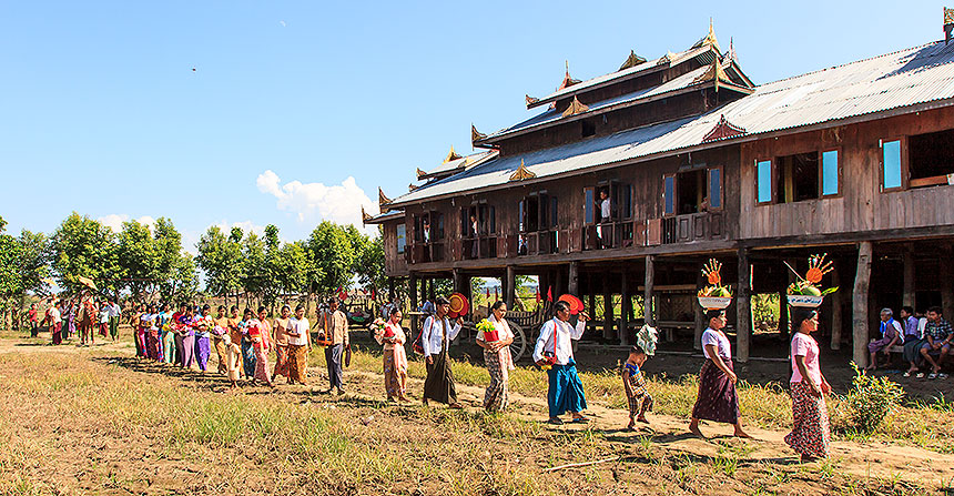 villagers at monastery