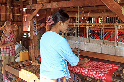 woman with loom