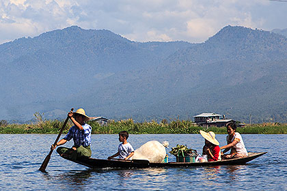 family in canoe