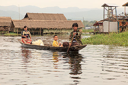 women in canoe