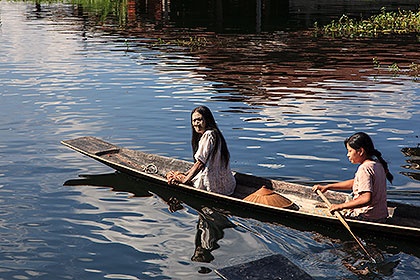 women in canoe