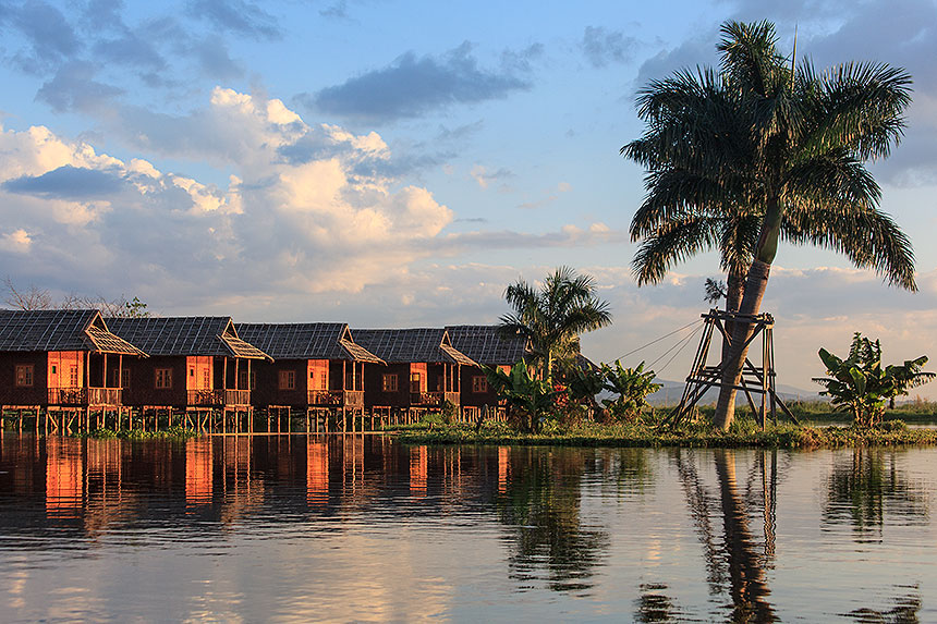 sunset on cottages