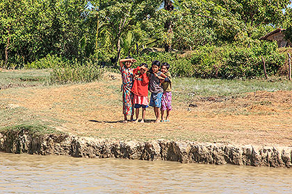 children on shore