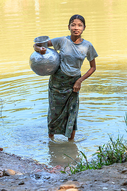 woman getting water