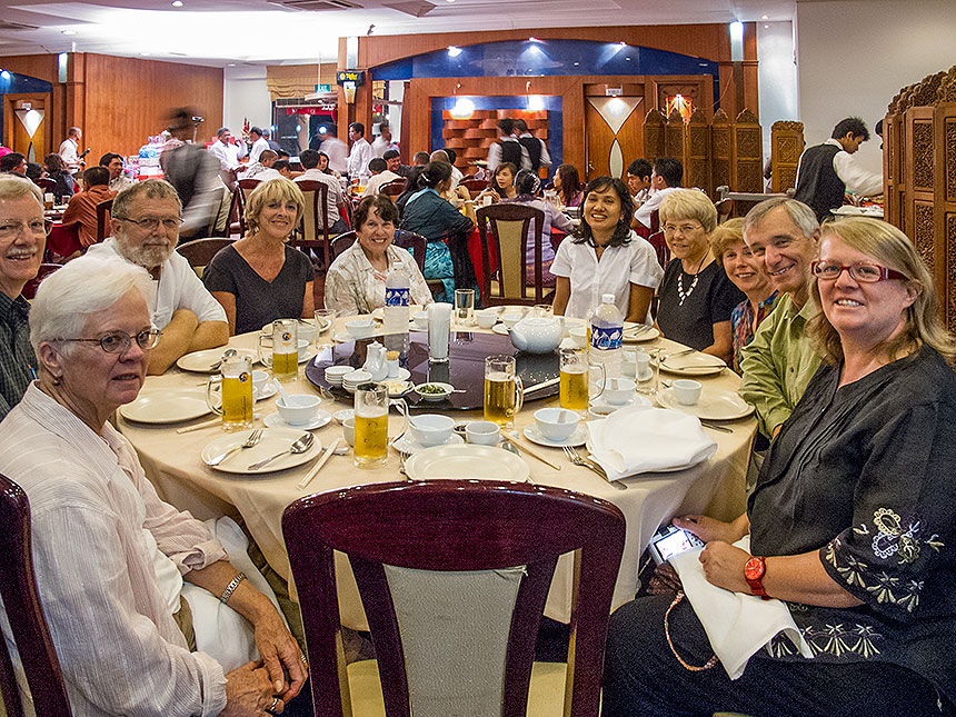 group at dinner table