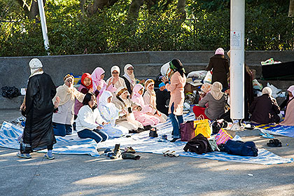 Muslim women in park