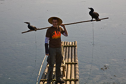 Eric with cormorants