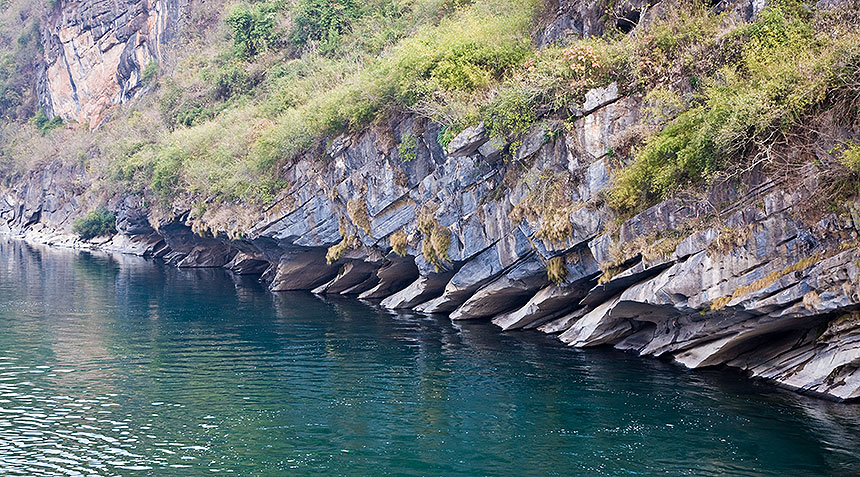 Limestone strata at water