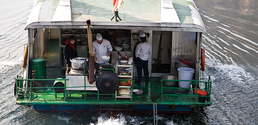 Kitchen at stern of boat