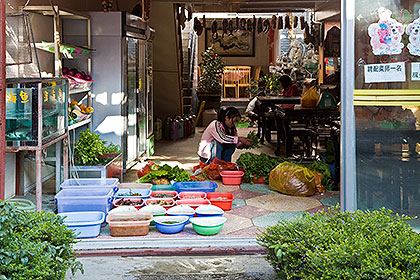 Restaurant entrance with selections displayed