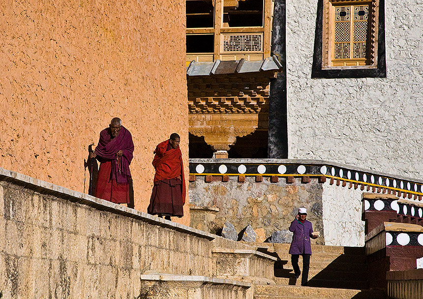 Old monks and cellphone user