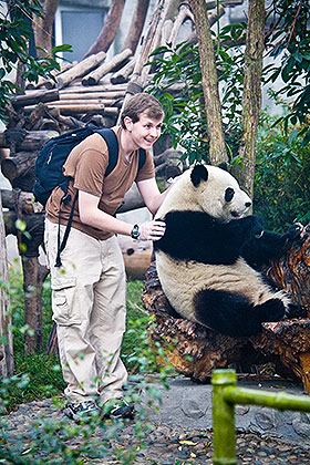 Justin with panda