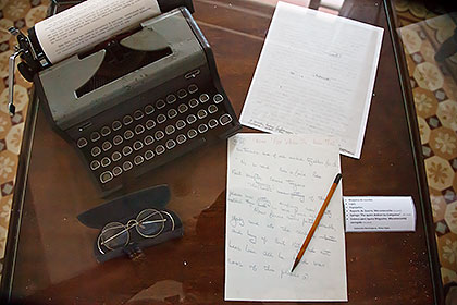 tabletop with typewriter