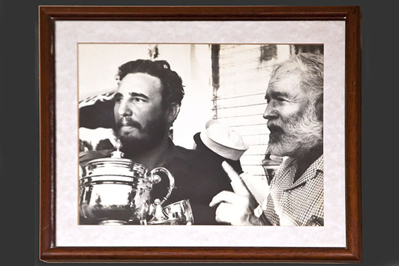 framed photo of Castro and Hemingway