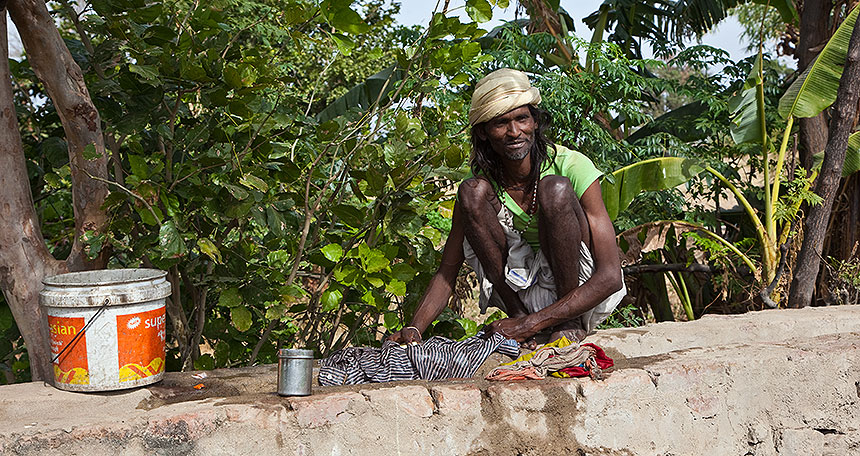 Man washing clothes